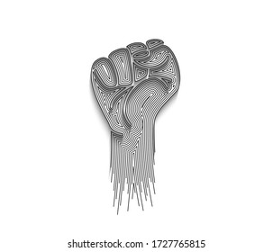 Hand with Unity Calligraphic line art Text shopping poster ilustración vector Design.