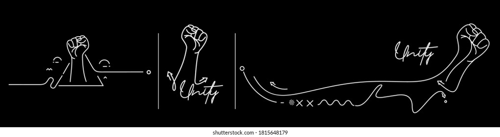 Hand with Unity Calligraphic line art Text shopping poster vector illustration Design.