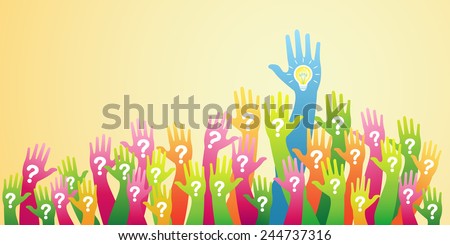 Hand up. Question and Answers concept