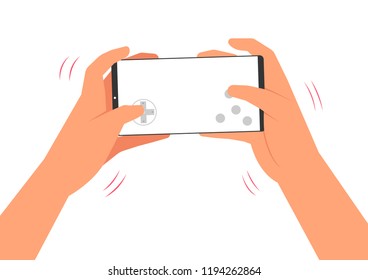 hand use mobile phone for playing game