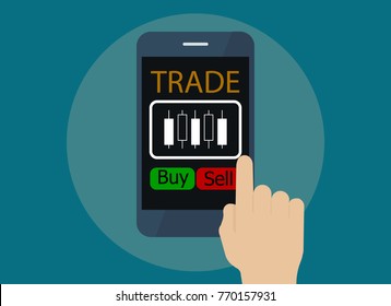 hand use tablet with Trading Online and icon on screen, Digital business concept.