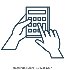 hand user with calculator device isolated icon