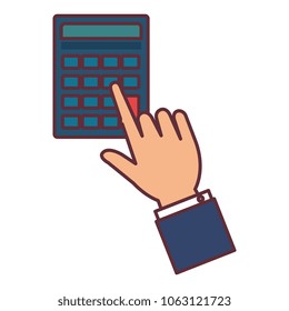 hand user with calculator device isolated icon