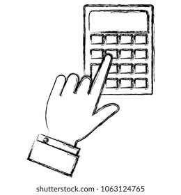 hand user with calculator device isolated icon