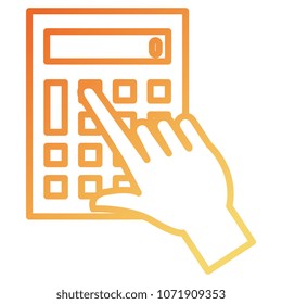 hand user with calculator device isolated icon