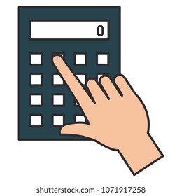 hand user with calculator device isolated icon