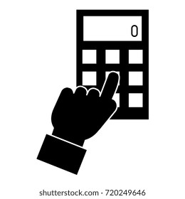 hand user with calculator math isolated icon