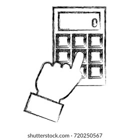 hand user with calculator math isolated icon
