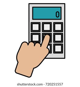 hand user with calculator math isolated icon