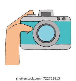 hand user with camera photographic isolated icon