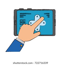 hand user with drone remote control icon