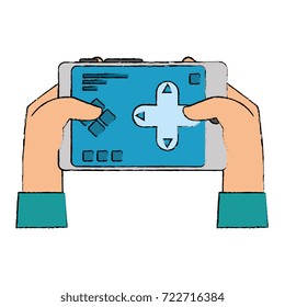 hand user with drone remote control icon