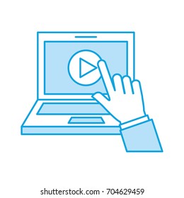 hand user laptop with media player isolated icon