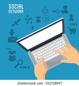 hand user laptop social network items