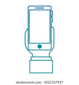hand user with smartphone device isolated icon
