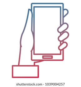 hand user with smartphone device isolated icon
