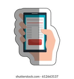 hand user with smartphone device isolated icon