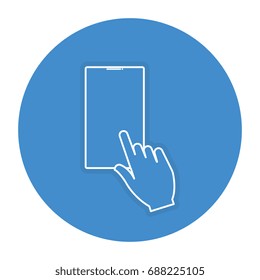 hand user with smartphone device isolated icon