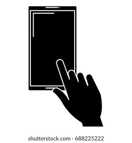 hand user with smartphone device isolated icon