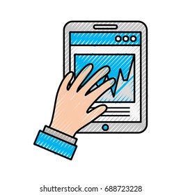 hand user with smartphone device isolated icon