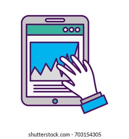 hand user with smartphone device isolated icon