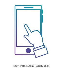 hand user with smartphone device isolated icon