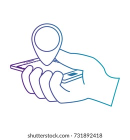 hand user with smartphone device isolated icon