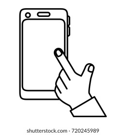 hand user with smartphone isolated icon