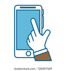 hand user with smartphone isolated icon