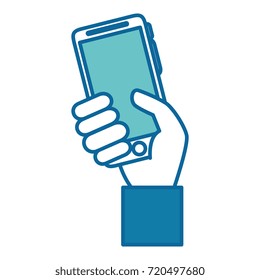 hand user with smartphone isolated icon