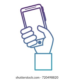 hand user with smartphone isolated icon