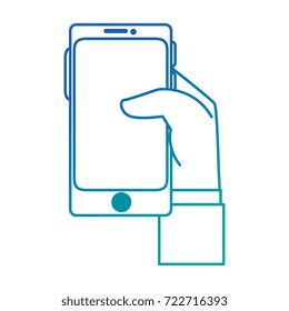 hand user with smartphone isolated icon