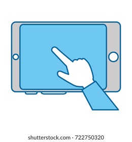 hand user with smartphone isolated icon