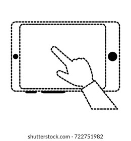 hand user with smartphone isolated icon