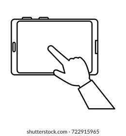 hand user with smartphone isolated icon