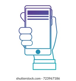 hand user with smartphone isolated icon