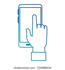 hand user with smartphone isolated icon