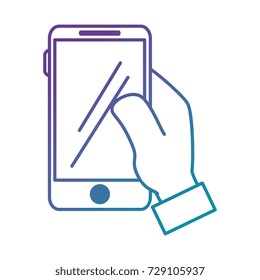 hand user with smartphone isolated icon