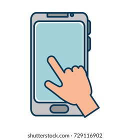 hand user with smartphone isolated icon