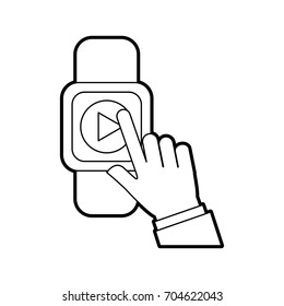 hand user smartwatch with media player isolated icon