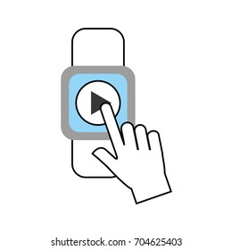 hand user smartwatch with media player isolated icon