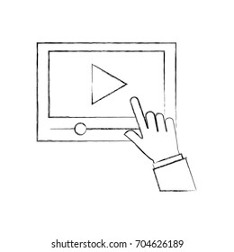 hand user tablet with media player isolated icon