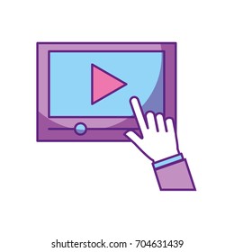 hand user tablet with media player isolated icon