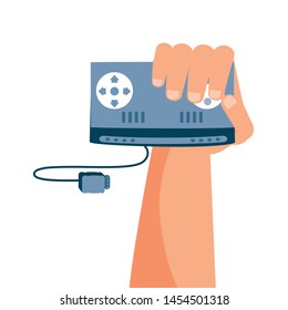 hand user with video game control retro