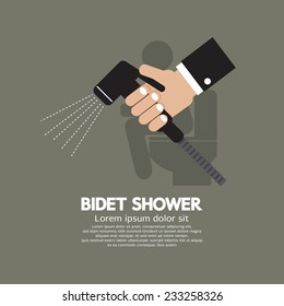 Hand Using A Bidet Shower Vector Illustration