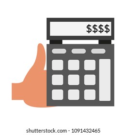 Hand using calculator
