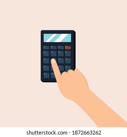 Hand using calculator, calculating financial and counting number concept.