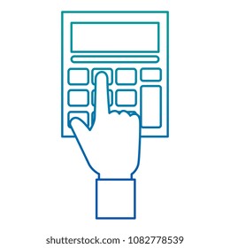 hand using calculator device