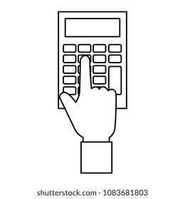 hand using calculator device