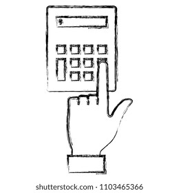 hand using calculator device